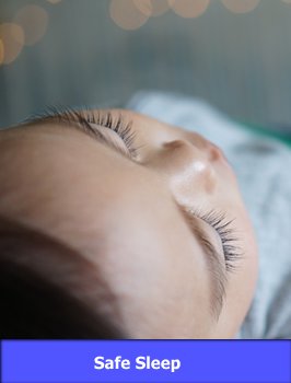 Baby Sleeping with link to Safe Sleep