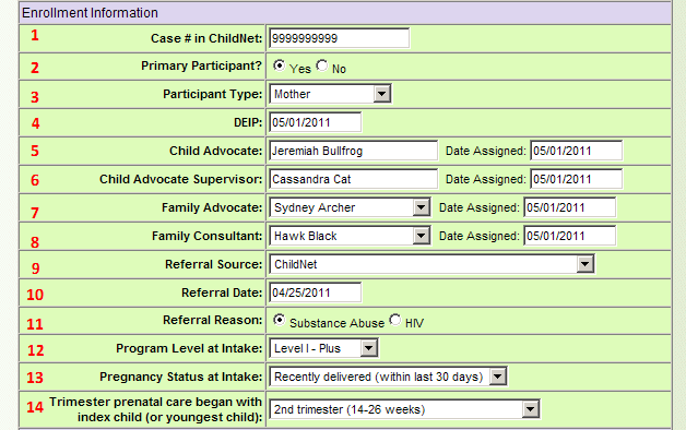The Enroll a New Family screen.
